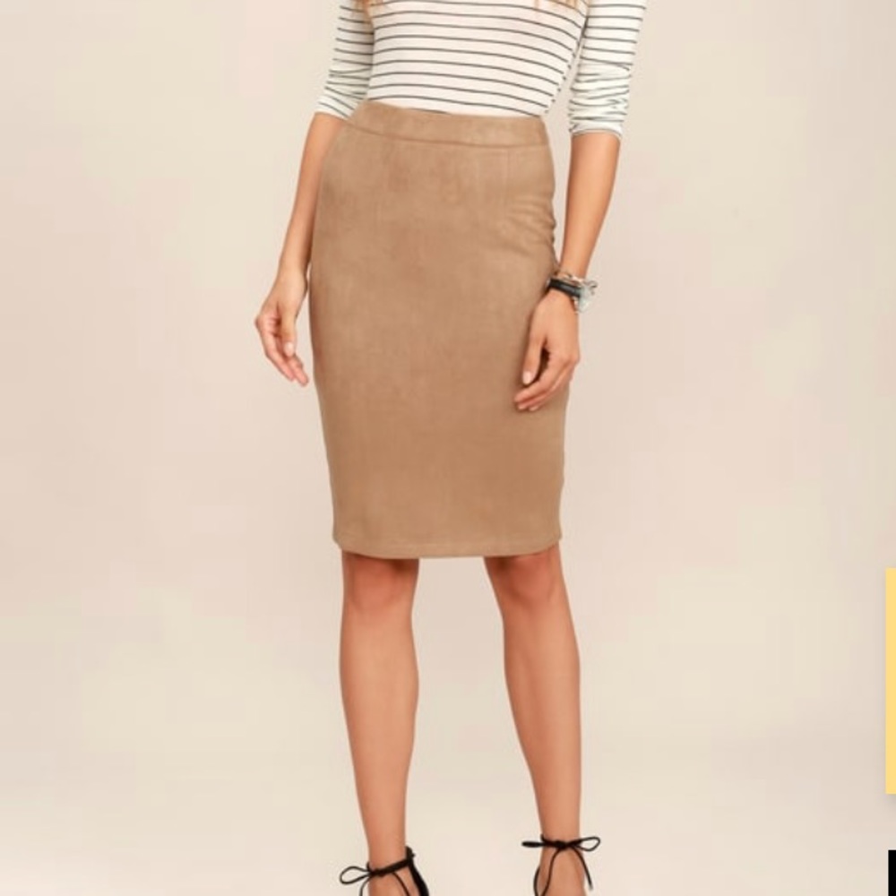 Lulus superpower tan suede pencil skirt
